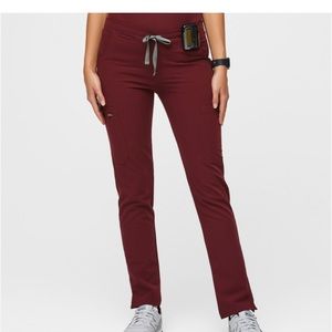 Figs Yola Skinny Scrub Pants Burgundy